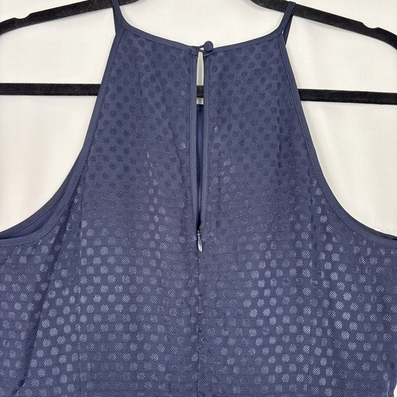 Banana Republic Navy Halter Top Fit & Flare Dress Size 6P Polka Dot Texture Midi - Picture 6 of 13